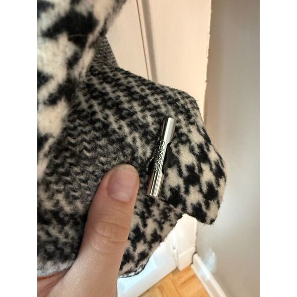 Calvin Klein Wool Blend Black and White Houndstooth Wrap Coat Jacket - Picture 6 of 9